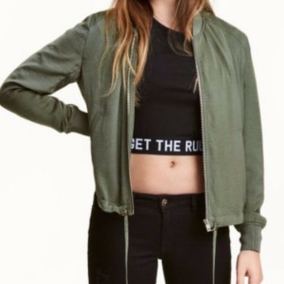 h&m divided green jacket